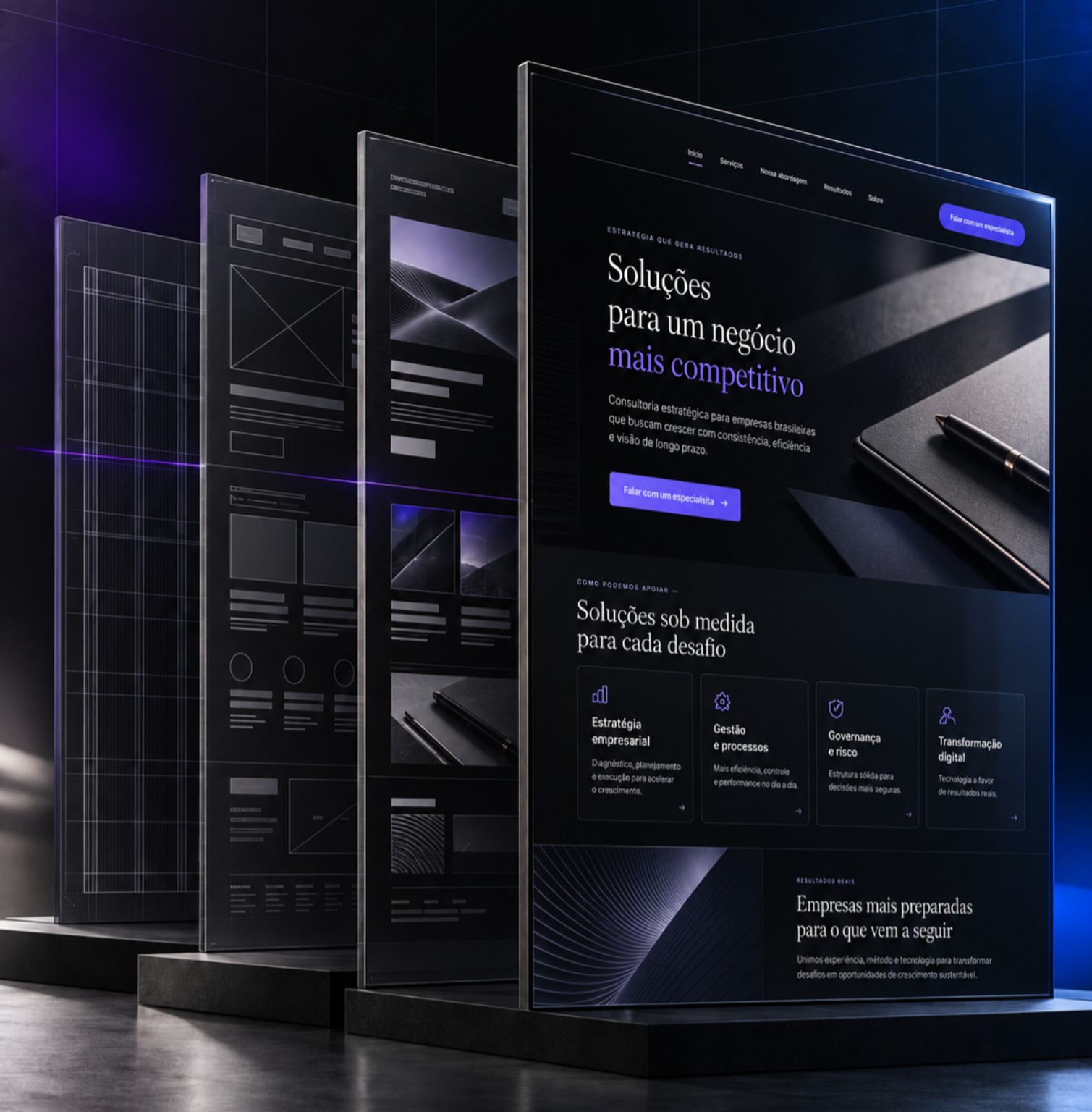 Projeto de site profissional apresentado pela WEBTYN